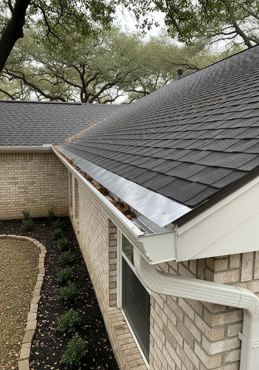 Professional crew member working on exterior home details in a Katy neighborhood.
